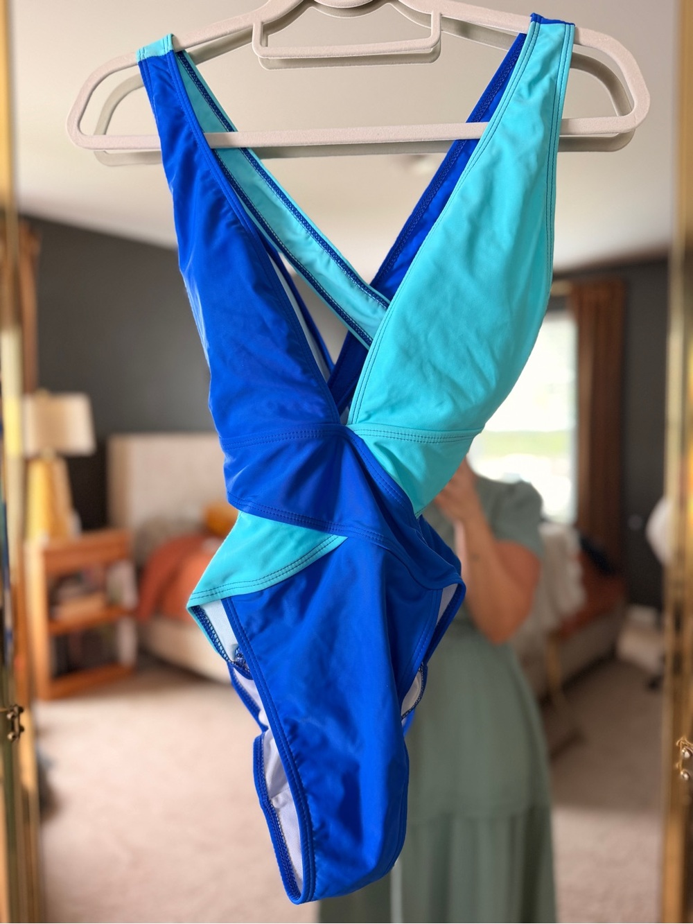 Women’s Two-Tone Blue/Turquoise One-Piece Swimsuit
